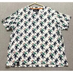 Brooklyn Standard T-Shirt Mens XL White Green Toucan Palm Tree Print Stretch